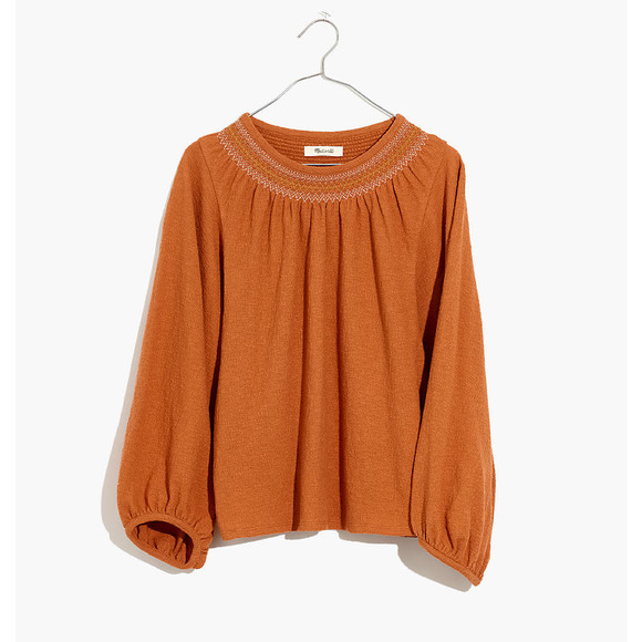Madewell Tops - Madewell Orange Jacquard Balloon Sleeve Top NWT